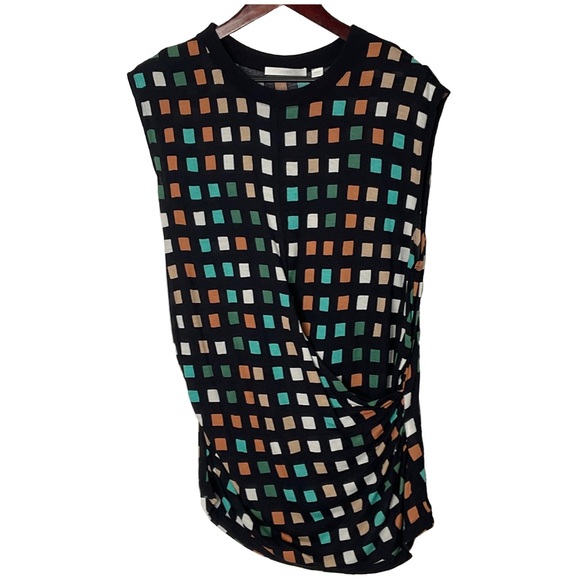 BOSS Hugo Boss Women’s Esanta Sleeveless Allover Colorful Check Print Size XL. - Picture 1 of 16